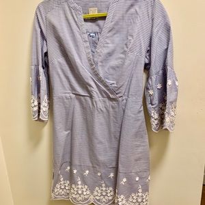 🆕Blue & white stripped dress with floral detail